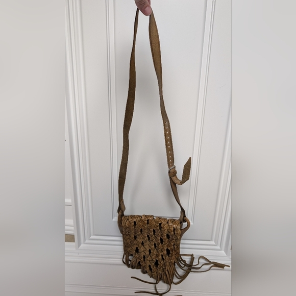 Woven Tan Crossbody Bag - Picture 1 of 9